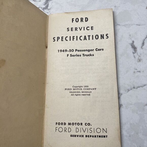 Ford 1949 1950 Service Specifications For Passenger Cars and F Series Trucks - Picture 3 of 9